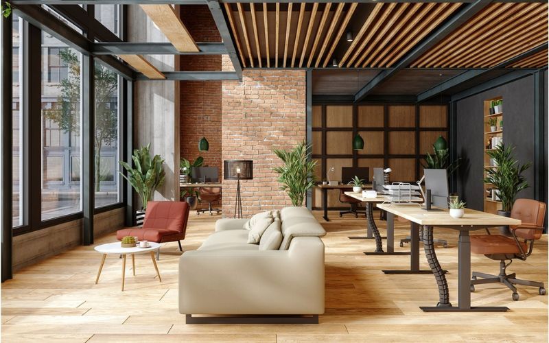 Bố trí văn phòng Coworking Spaces kết hợp không gian nghỉ ngơi và bàn làm việc thông minh