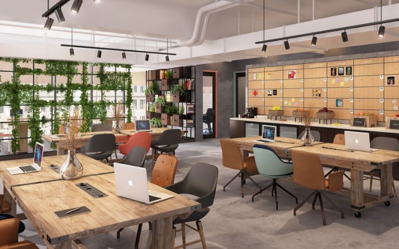 Văn phòng Coworking kết hợp thiên nhiên và nội thất hiện đại, tạo cảm giác thoải mái